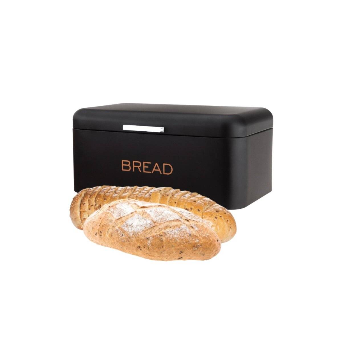Brotkasten mit Deckel aus hochwertigem Metall-Edelstahl Schwarz 34 x 18 x 20 cm