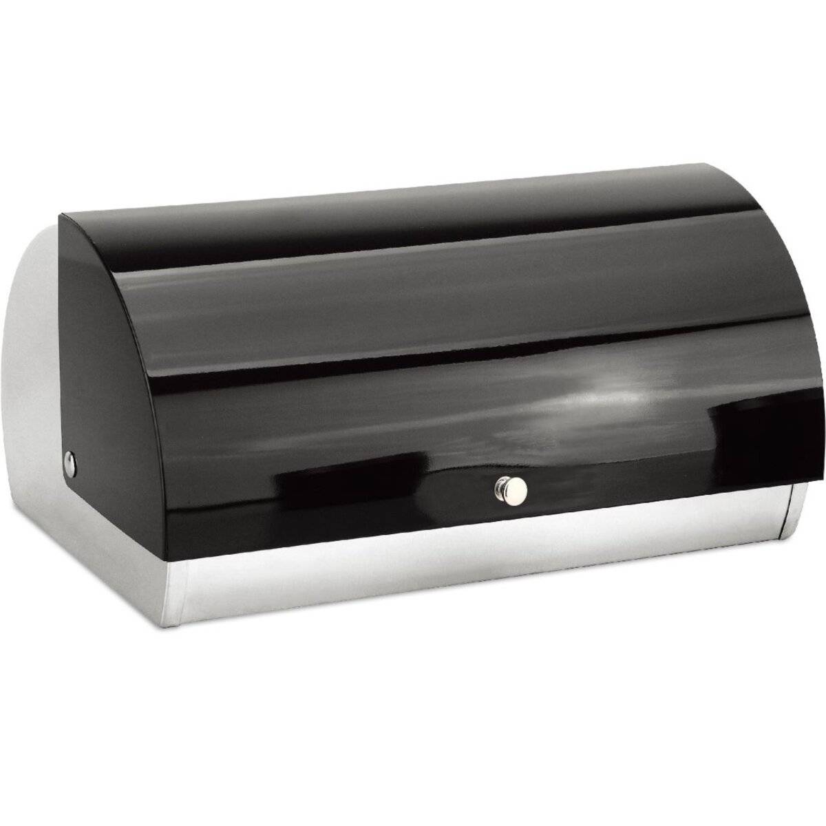 Moderner Brotkasten mit Rolldeckel aus Edelstahl - 38,5 x 18,5 x 28 cm - Schwarz