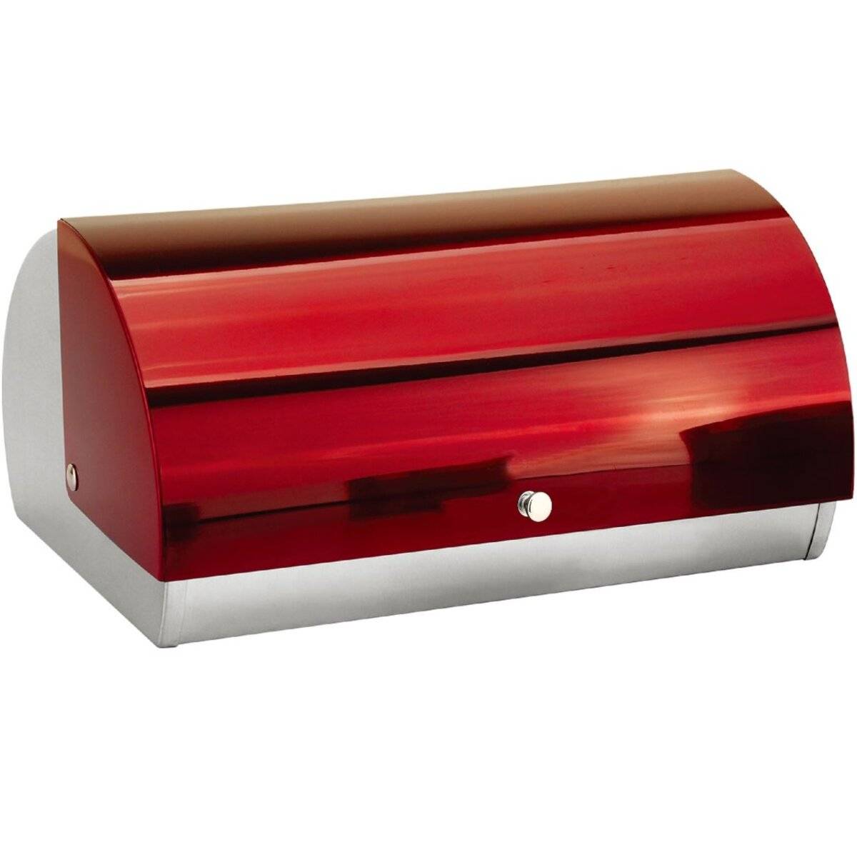 Moderner Brotkasten mit Rolldeckel aus Edelstahl - 38,5 x 18,5 x 28 cm - Rot