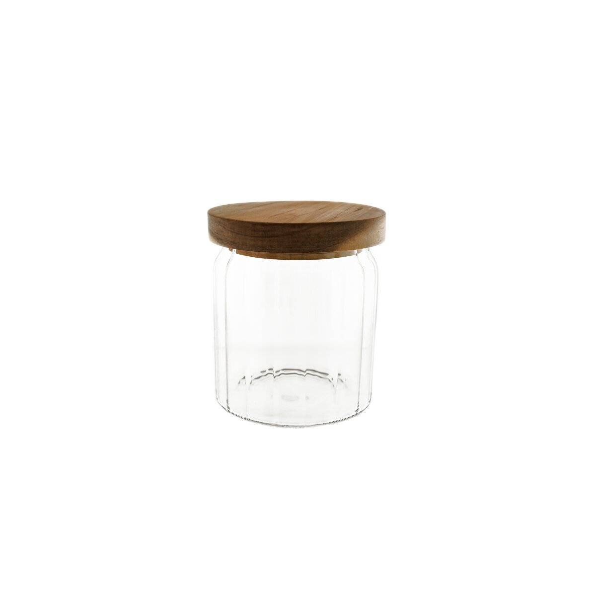 Vorratsdosen 11 x 9 cm aus hochwertigem Borosilikatglas mit Holzdeckel