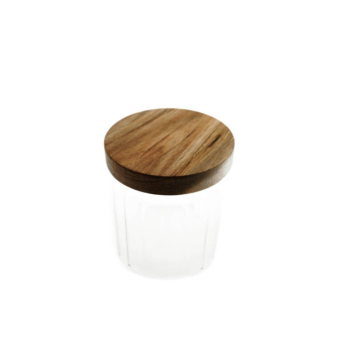 Vorratsdosen 11 x 9 cm aus hochwertigem Borosilikatglas mit Holzdeckel
