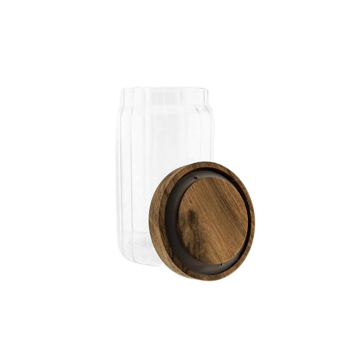 Vorratsdosen 16 x 9 cm aus hochwertigem Borosilikatglas mit Holzdeckel