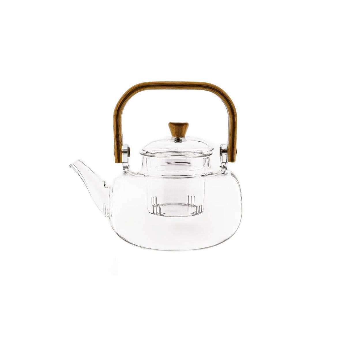 Teekanne "Maya Tisana" aus hochwertigem Borosilikatglas mit Holzgriff -1000 ml