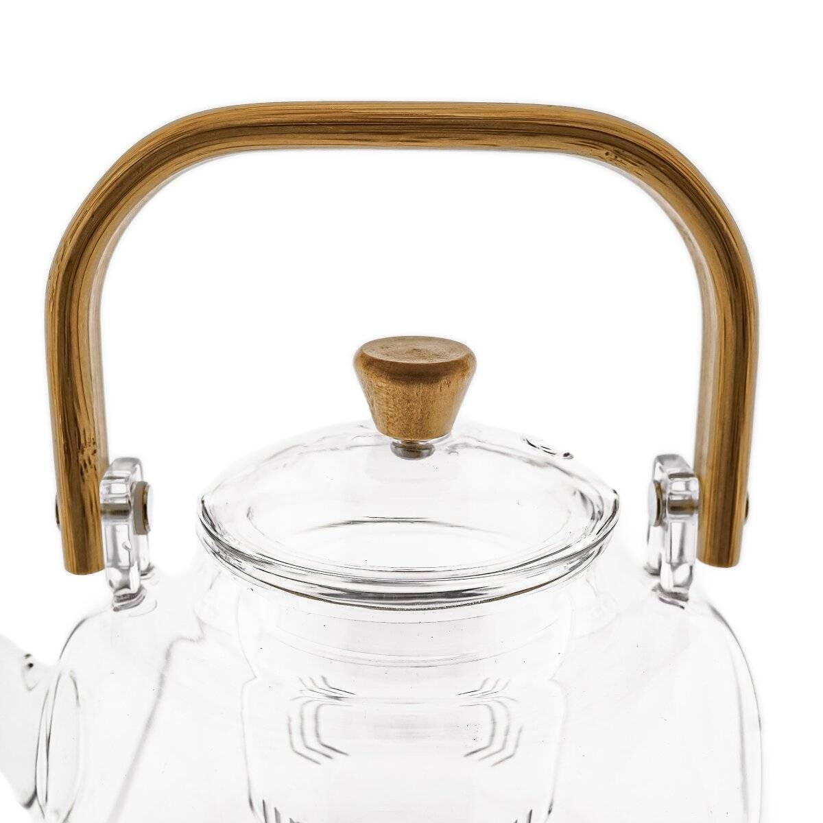 Teekanne "Maya Tisana" aus hochwertigem Borosilikatglas mit Holzgriff -1000 ml