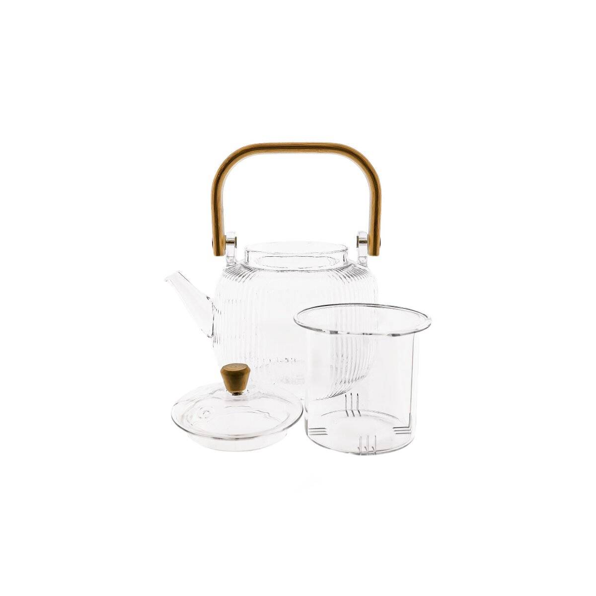 Teekanne „Freya Tisana“ – 1000 ml mit Relief-Design aus Borosilikatglas