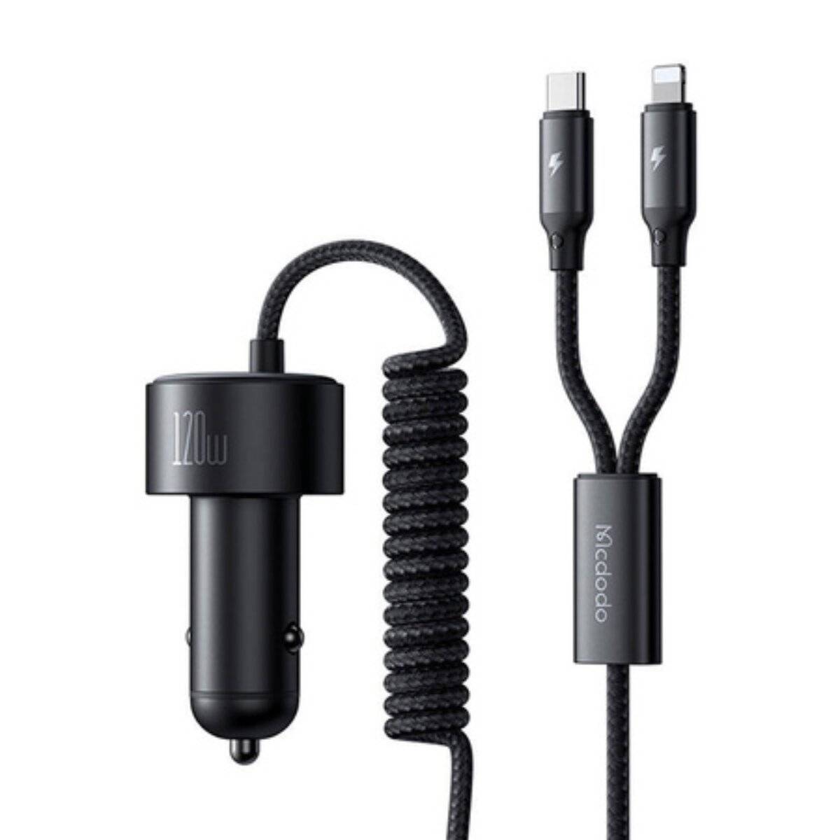 Mcdodo CC-0370 Autoladegerät, USB-C, für iPhone, 120W, einziehbare Kabel