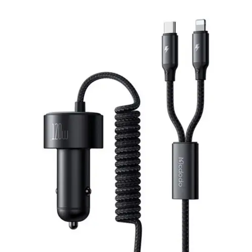 Mcdodo CC-0370 Autoladegerät, USB-C, für iPhone, 120W, einziehbare Kabel Mcdodo CC-0370 Autoladegerät, USB-C, für iPhone, 120W, einziehbare Kabel