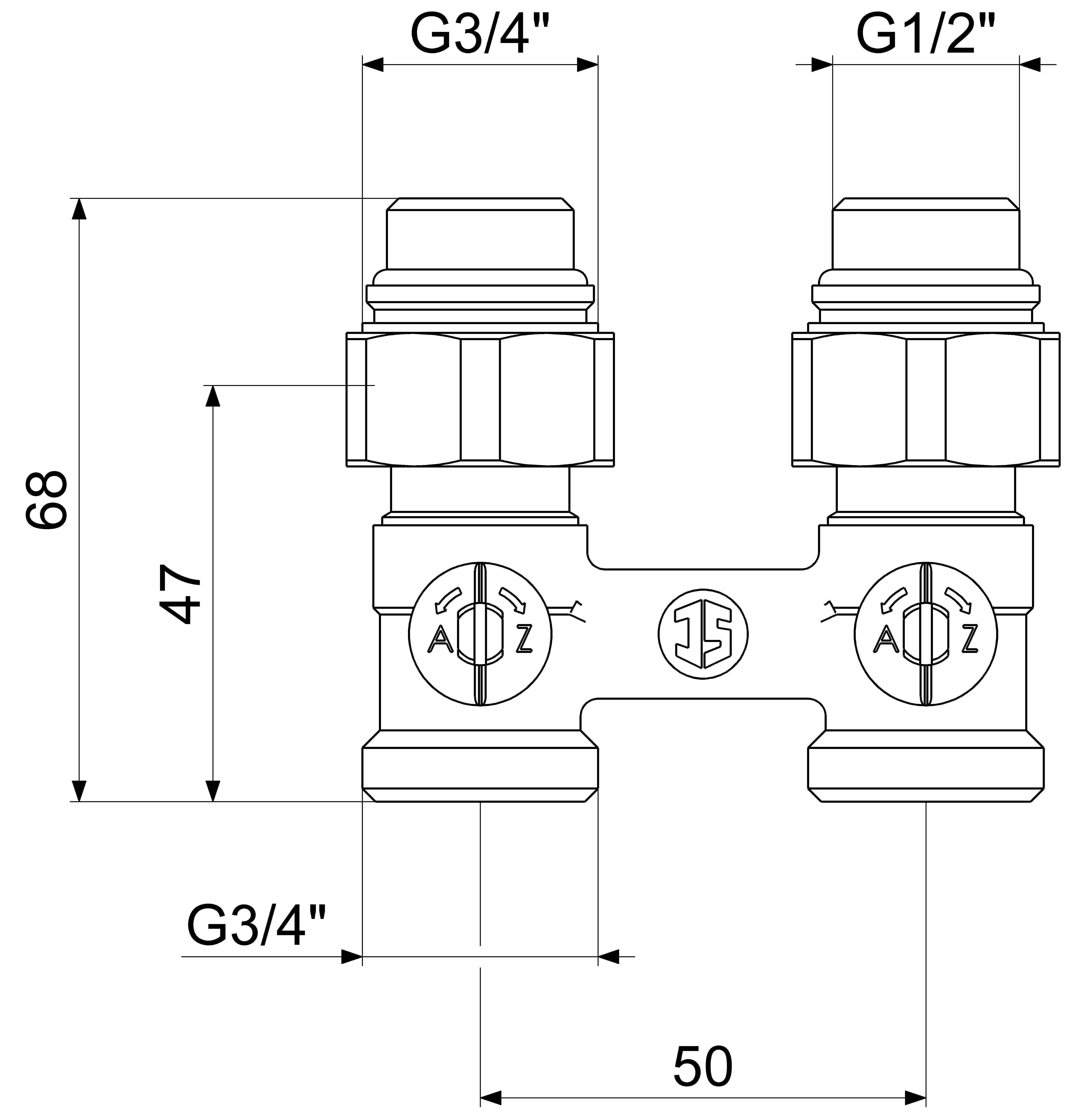 JS ANSCHLUSSARM.F.KOMPAKT-HK, DG-F 2ROHRSYS, NIPPEL, DN15, UE-MU3/4, NI