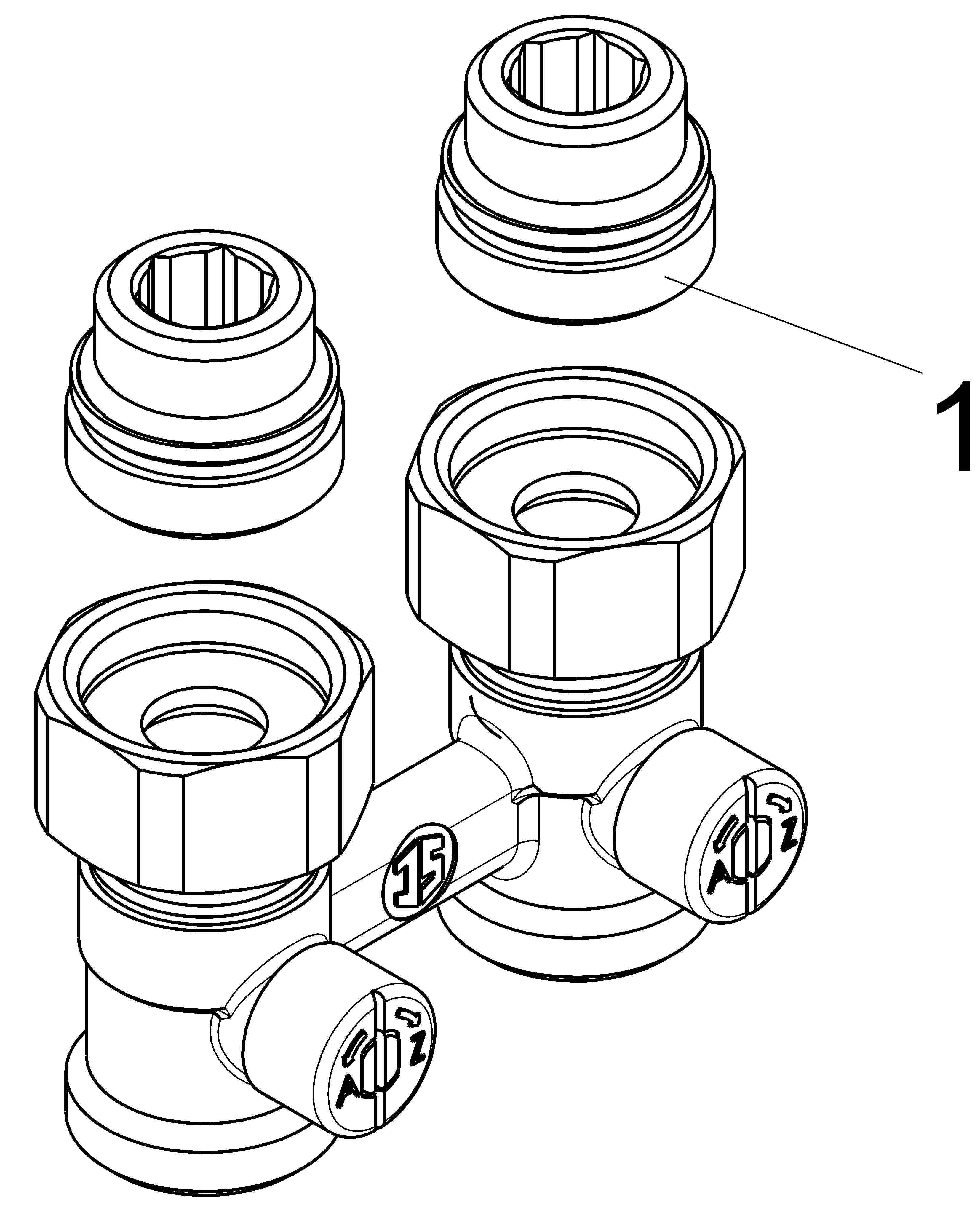 JS ANSCHLUSSARM.F.KOMPAKT-HK, DG-F 2ROHRSYS, NIPPEL, DN15, UE-MU3/4, NI