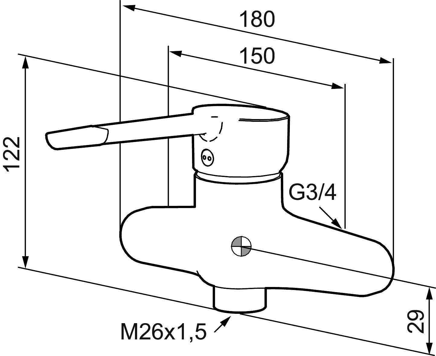 Mora MMIX W1 Care Wasch-/Spültisch-Einhebelmischer, Wandbatterie