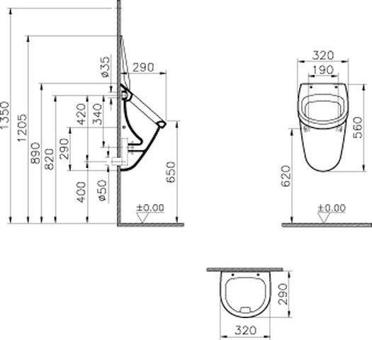 Vitra S100 Urinal-E mit Deckel weiß