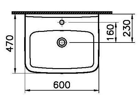 S100 E-Waschtisch eckig 600x470mm weiß