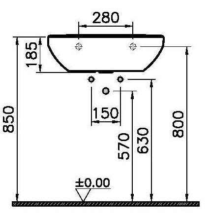 S100 E-Waschtisch eckig 600x470mm weiß