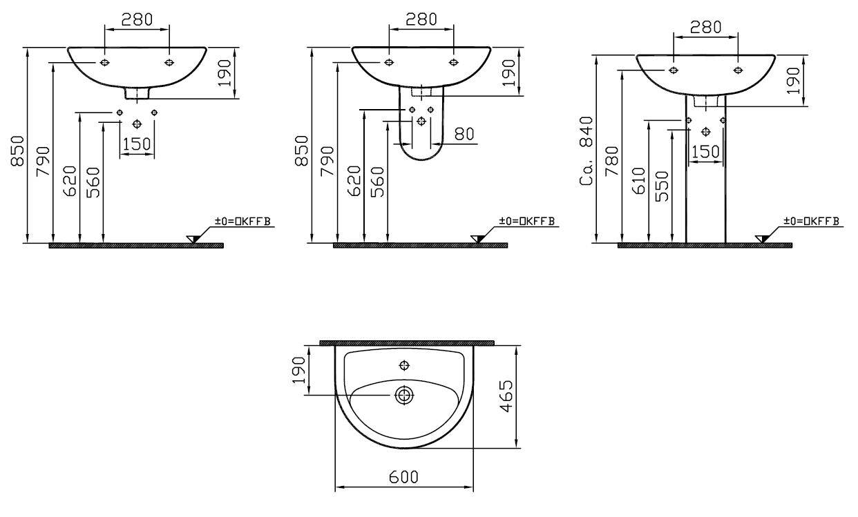 Vitra Waschtisch 600 x 465 mm, weiß