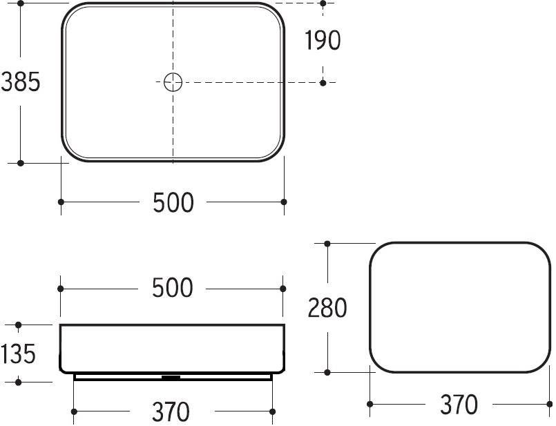 Beitz & Walz AqvaCeramica Aufsatzbecken "SlimRim" 500 x 385 mm mattschwarz