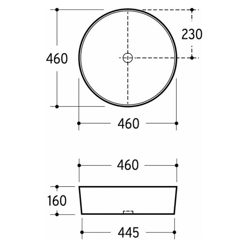 Beitz & Walz AqvaCeramica Aufsatzwaschtisch 460 x 160 mm - mattschwarz -