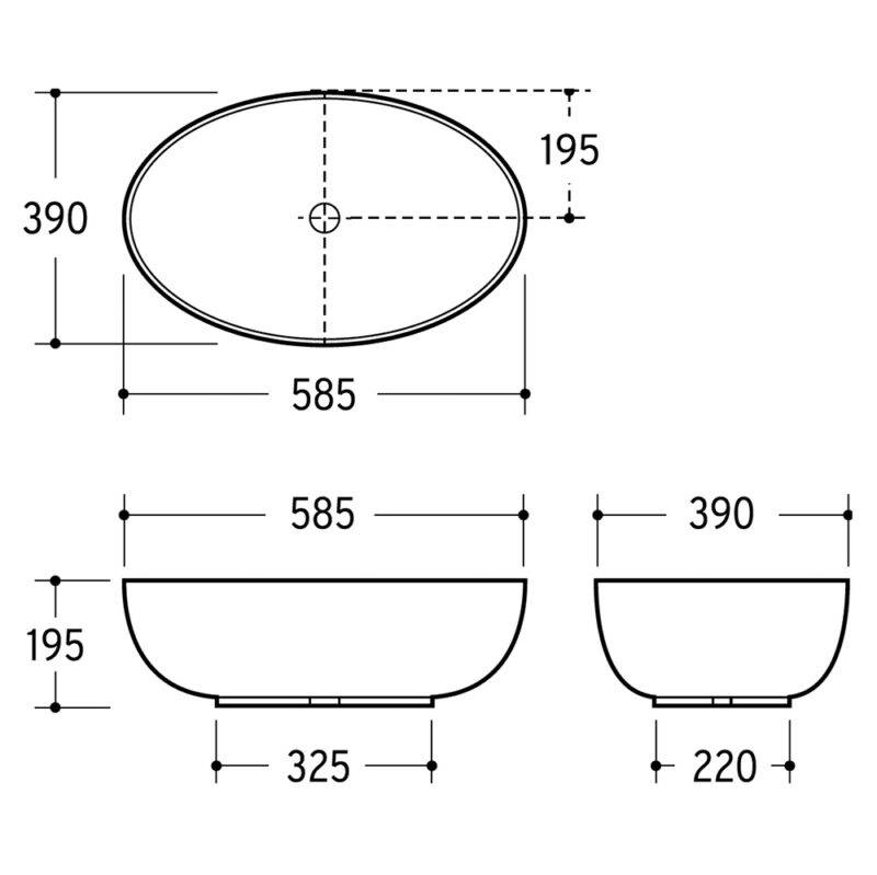 Beitz & Walz AqvaCeramica Aufsatzbecken 58 cm mattschwarz
