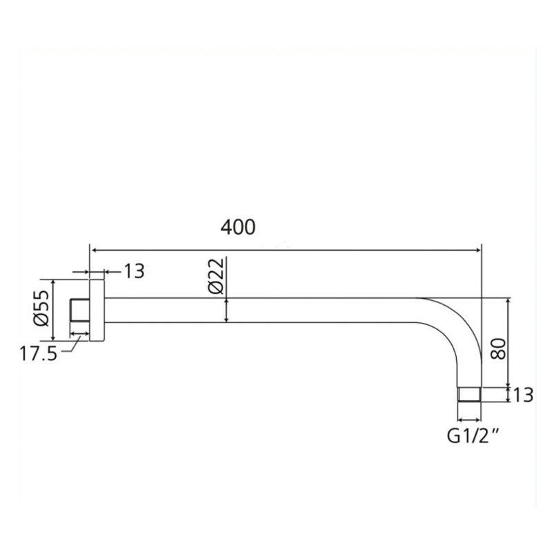 Beitz & Walz AqvaShower Brausearm 1/2" x 1/2" x 400 mm / mattschwarz