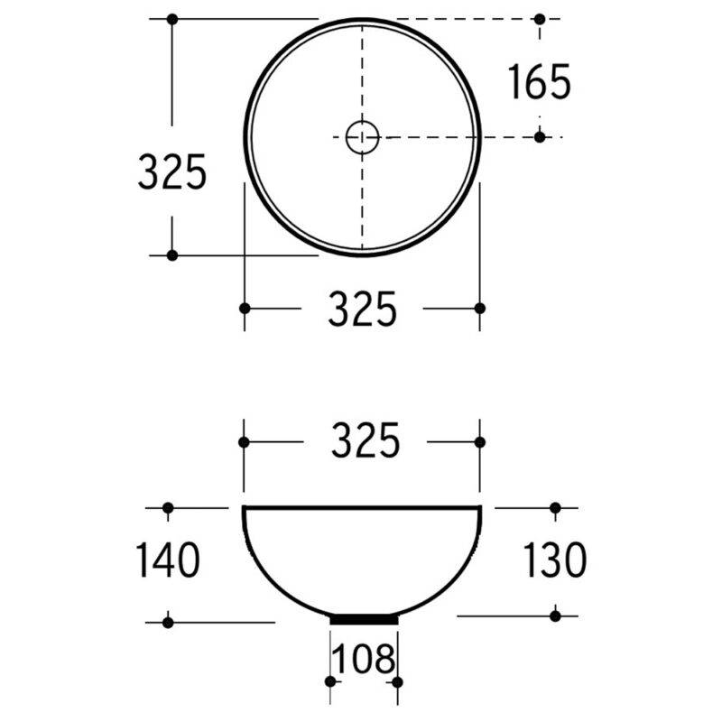 Beitz & Walz AqvaCeramica Aufsatzwaschtisch 325 mm 'SlimRim'- mattschwarz -
