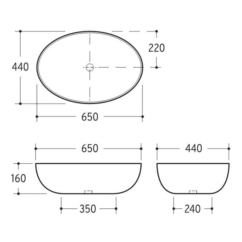 Beitz & Walz AqvaCeramica Aufsatzbecken 'oval 650 x 440 mm weiß