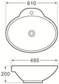 Beitz & Walz AqvaCeramica Aufsatzwaschtisch 'oval' 610 x 495 mm weiß