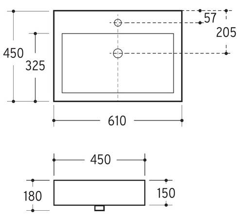 Beitz & Walz AqvaCeramica Aufsatzbecken eckig 600 x 430 mm -weiß--
