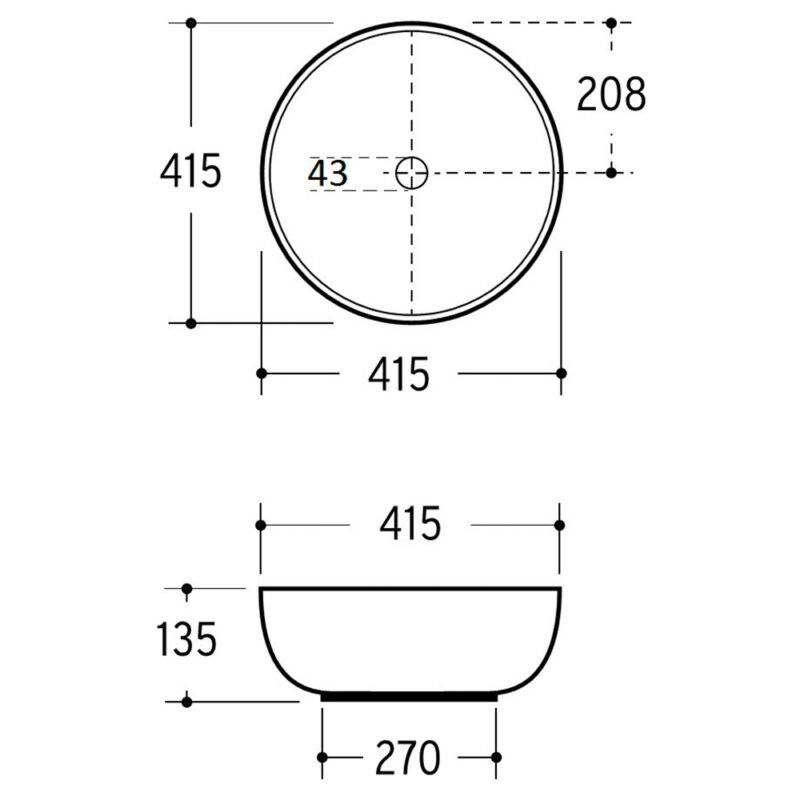 Beitz & Walz AqvaCeramica Aufsatzwaschtisch 415 mm 'SlimRim'- weiß -