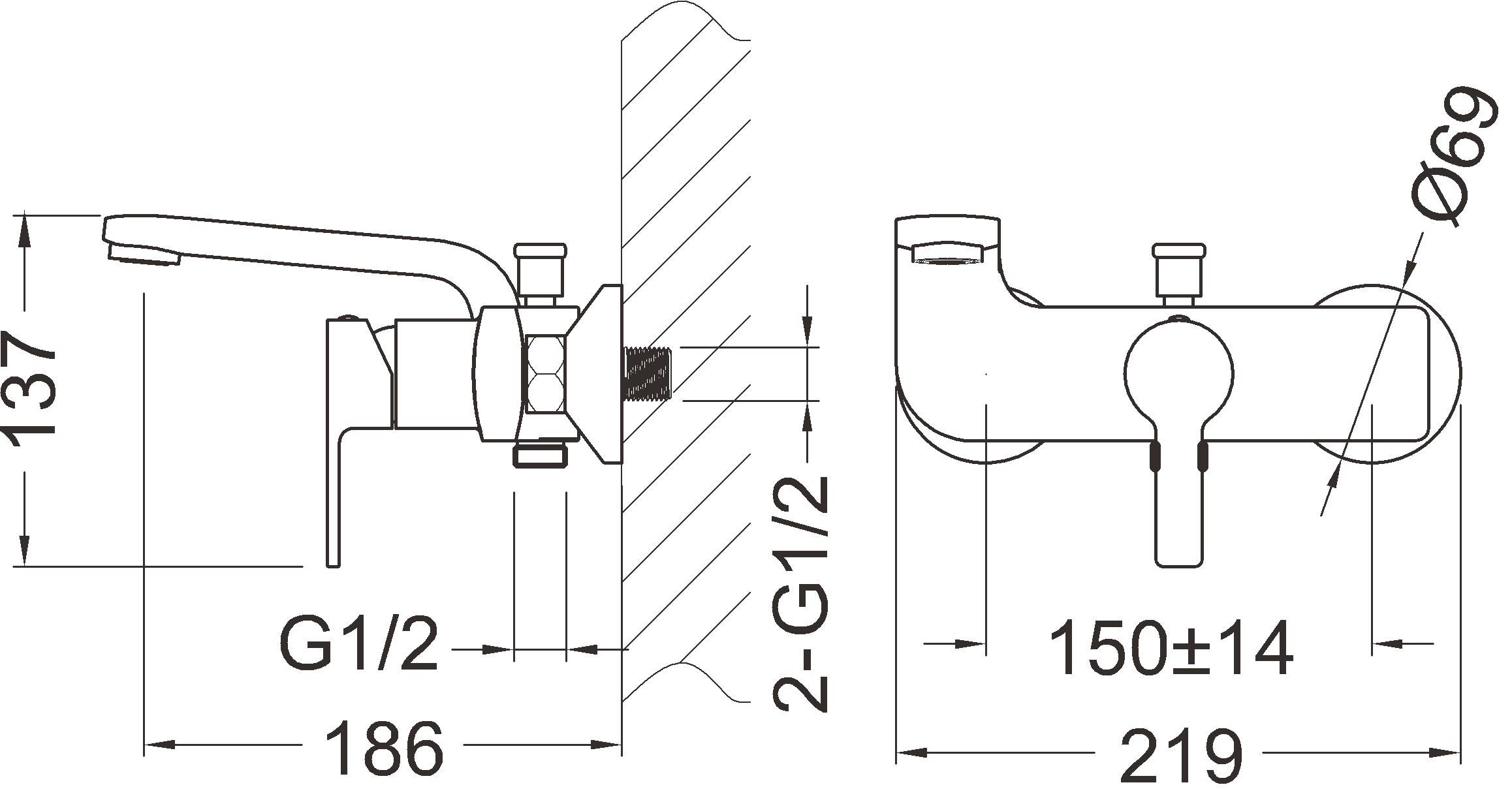 Beitz & Walz AQVAFLOW Wannen-Ehm. AP, chrom