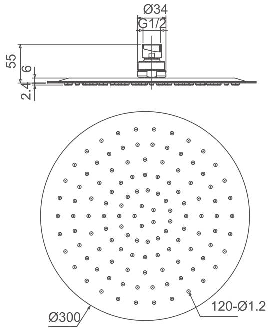 Beitz & Walz AQVAGREEN Kopfbrause 300 x 2 mm, chrom