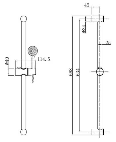 Beitz & Walz AQVABASIC II Brauseset 60cm 1-strahlig chrom