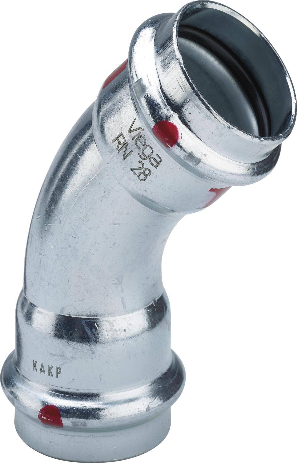 VIEGA Bogen I/I 45° Prestabo Stahl verzinkt 15mm