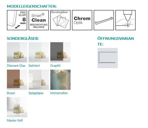 Puk Walk IN 70 - 8mm Glas chrom