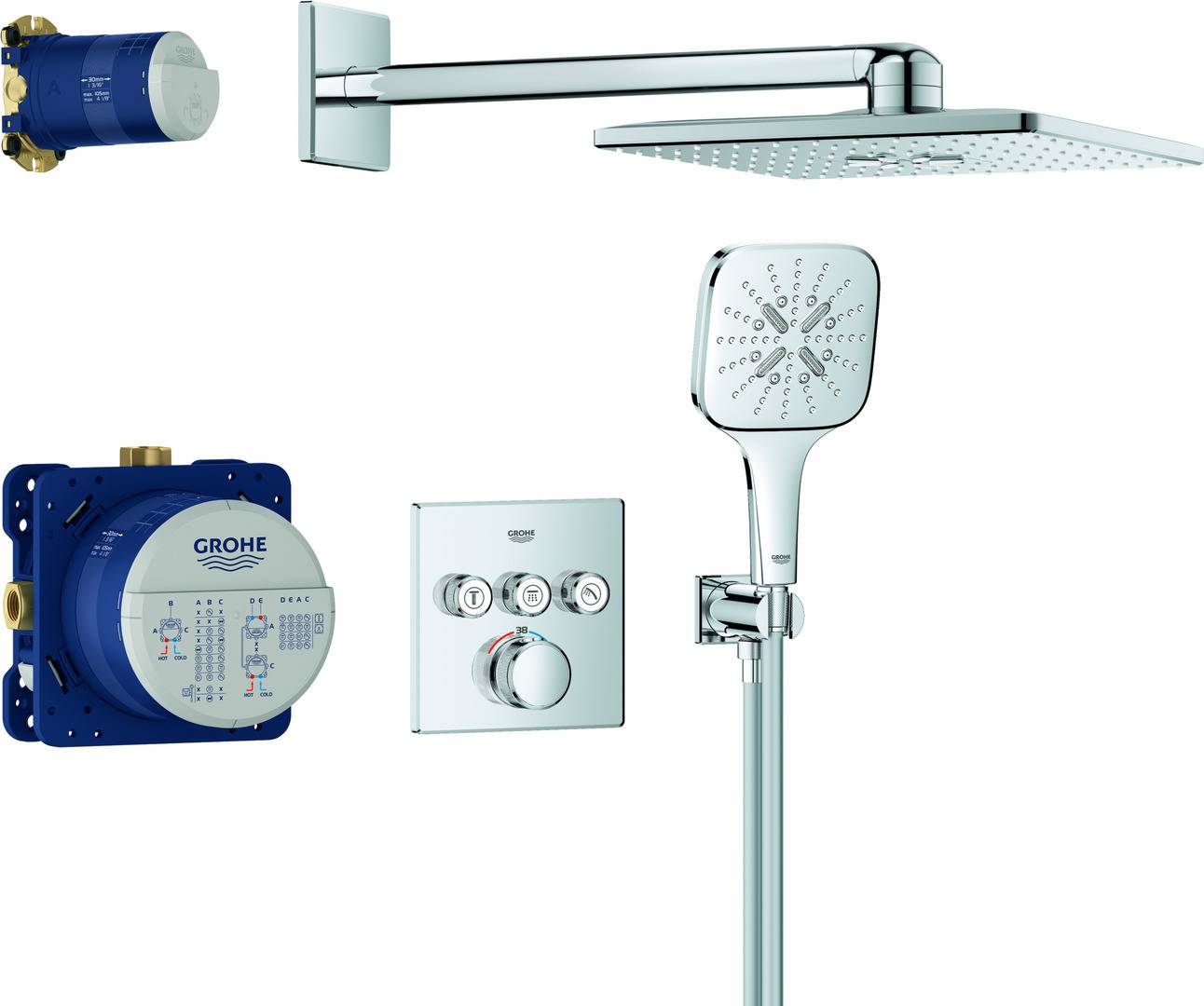 Grohe Duschsystem Grohtherm SmartControl m Fertigs. Th 29126 KB e Stabhb eck. Fo.