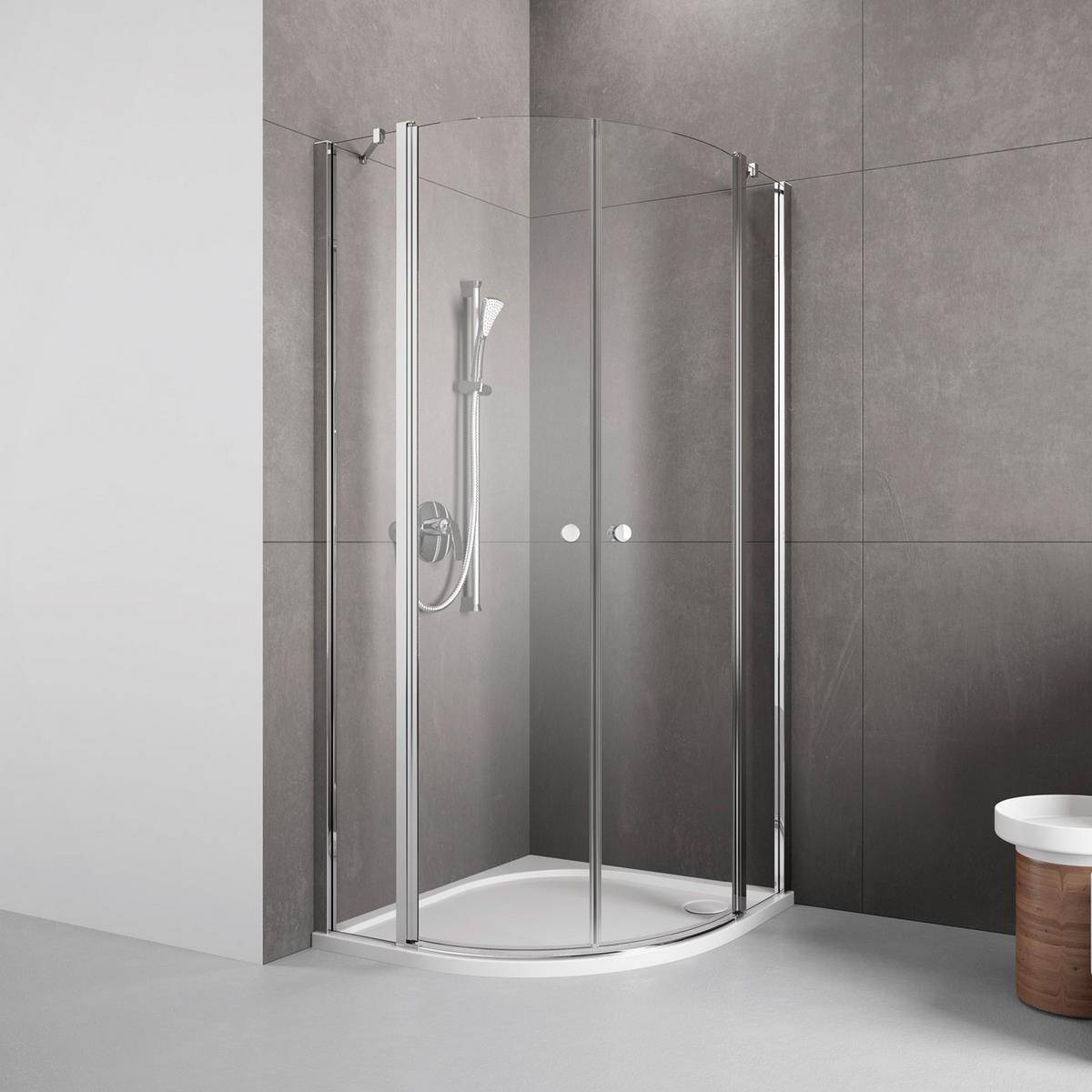 PUK Naab Douche ronde n° 1 / Porte battante 900 / Charnière gauche