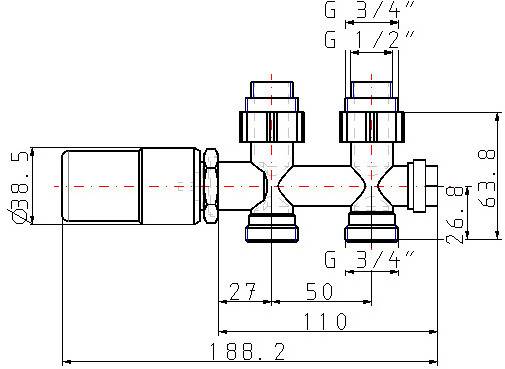 Oventrop Ventil-Anschlussset m TH-Kopf Durchgangsform, Multiblock weiß