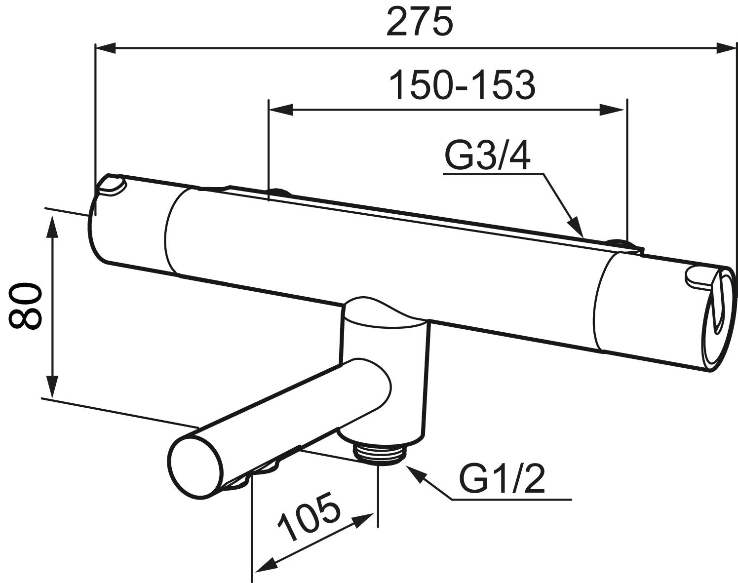 Mora REXX T5 Wannenfüll- und Duschthermostat Chrom
