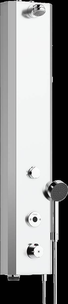 Mora tronic Duschpaneel WMS, mit Thermostat, Anschluss v. oben, mit Handbrause, Netzanschluss