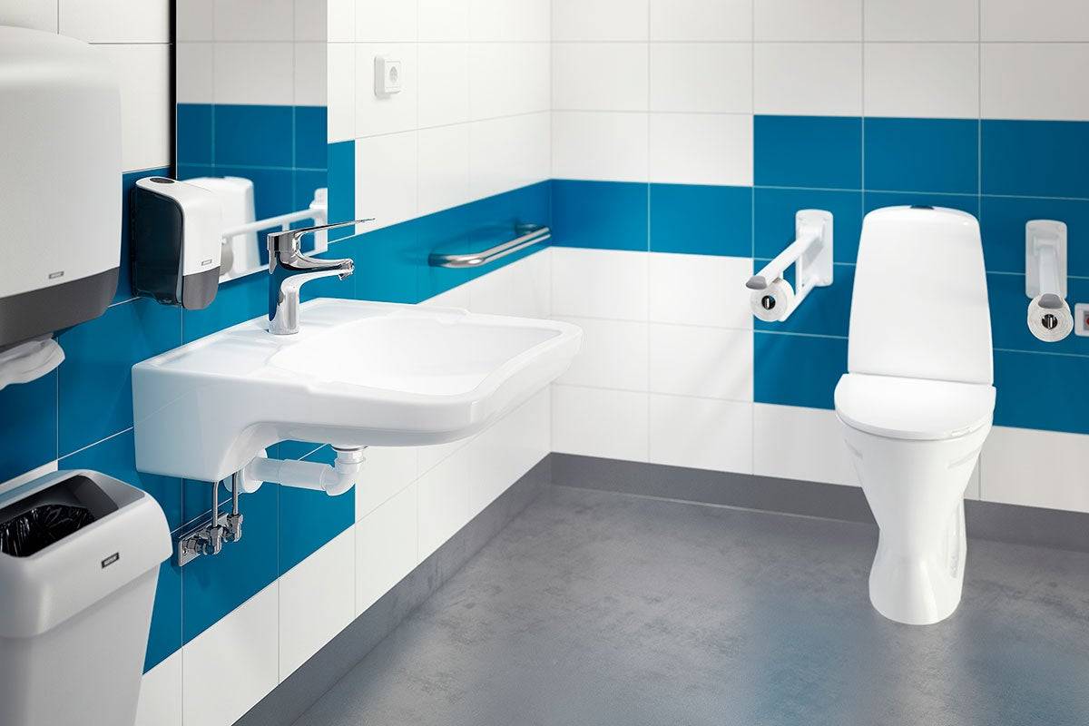 Mora MediCare Waschtisch-Einhebelmischer CU Ø10 mm Verbindungsrohre Hebel 208mm