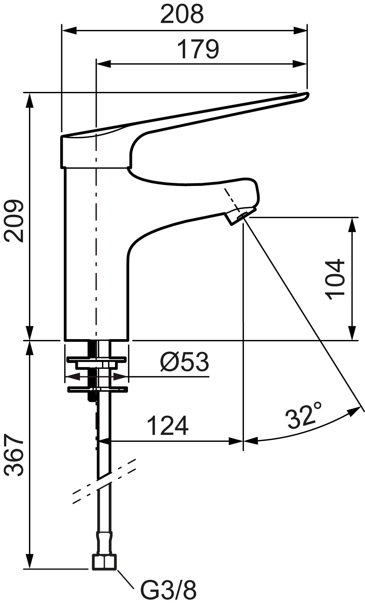 Mora MediCare Waschtisch-Einhebelmischer verlängertem Hebel Chrom