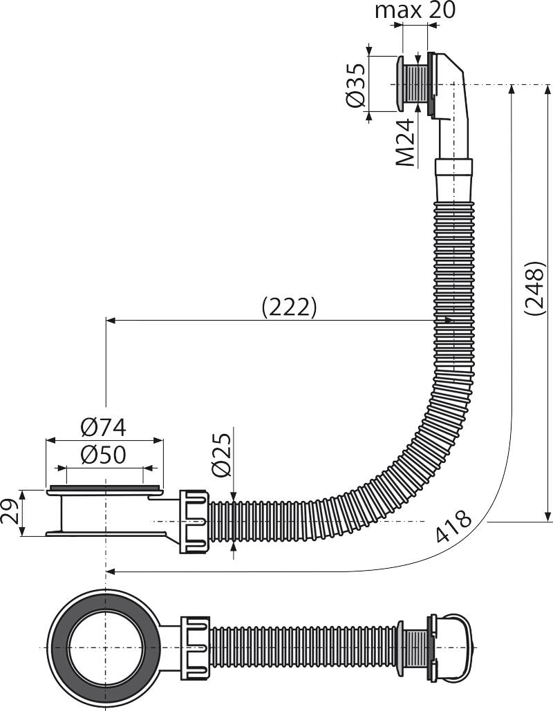 Alcadrain Waschbecken-Überlauf verchromt
