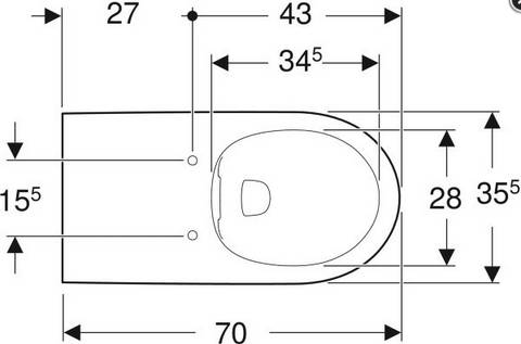 Geberit Tiefspül-WWC bas Renova Comfort spülrandlos 700mm Ausladung weiß