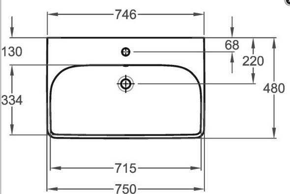 Geberit M100 E-Waschtisch eckige Form 750x480mm weiß