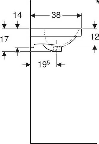 Geberit Handwaschbecken Acanto mit Hahnloch mit ÜL 450x380mm weiß-alpin