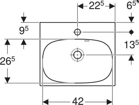 Geberit Handwaschbecken Acanto mit Hahnloch mit ÜL 450x380mm weiß-alpin