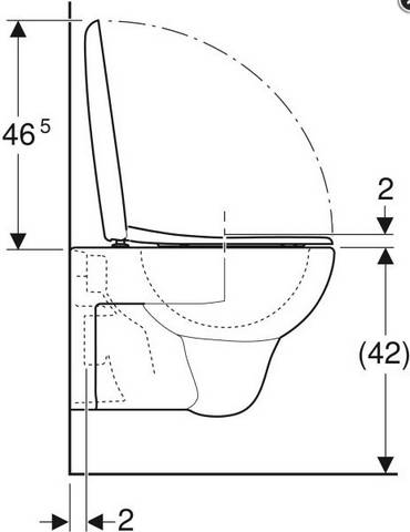 Geberit Wand-Tiefspül-WC Renova Set m WCSitz Bef. v. un. 540mm Ausld. weiß