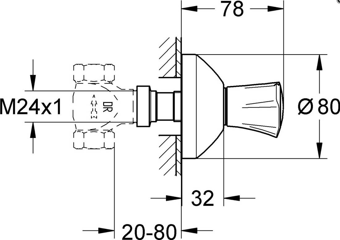 Grohe Fertigset UP-Ventil Costa Neu Oberbau Einbautiefe 20 - 80mm rot VC