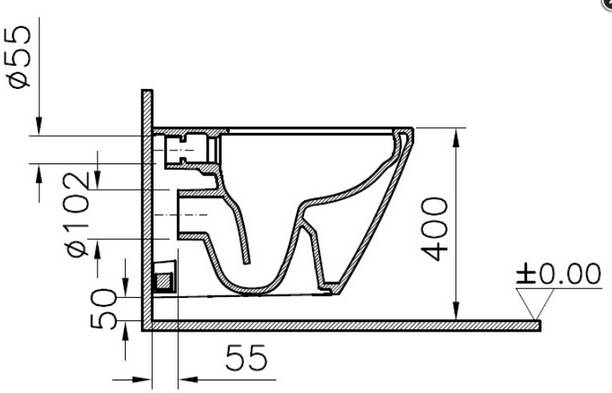 Vitra S100 Wand-Tiefspül-WC geschl. Form Ausld. 540mm randlos verdeckte Bef. weiß