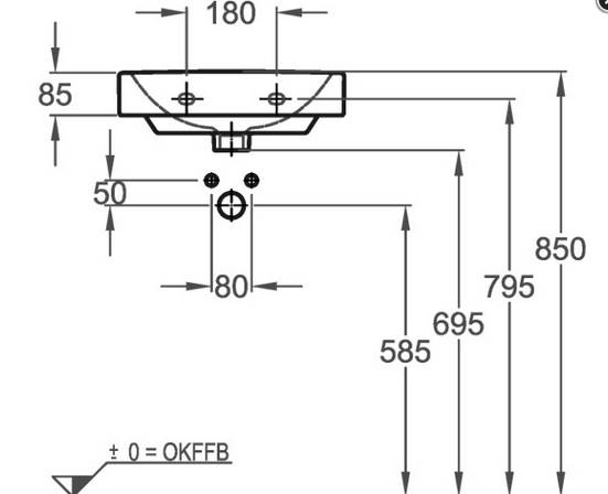 Geberit M100 E-Handwaschbecken eckige Form, 450x360mm weiß