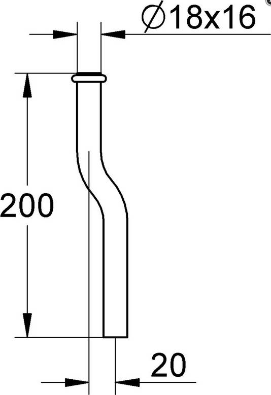 Grohe Spülrohr für Urinal d= 18mm 200 lang VC kpl. Kröpfung 20mm