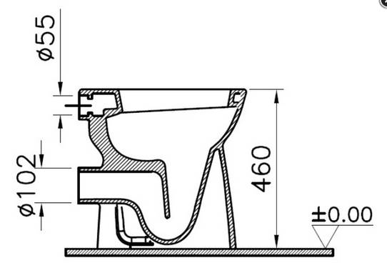 Vitra C100 Stand-Flachspül-WC 460mm hoch weiß